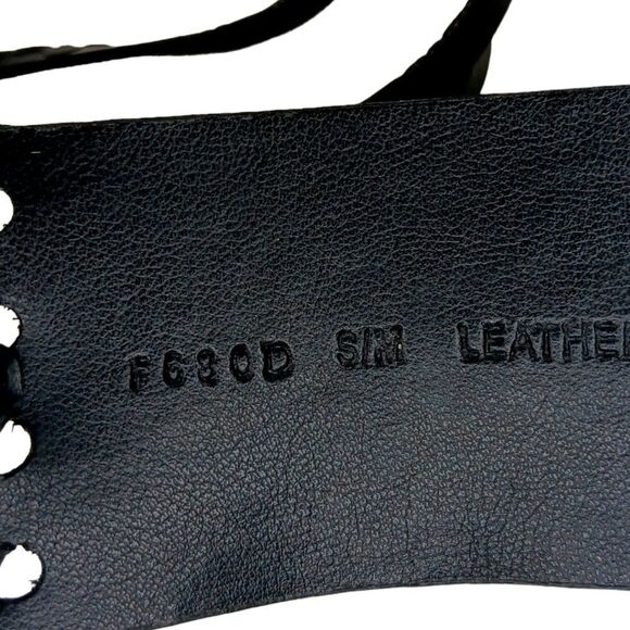 Black Leather Boho Belt Fringe Tassel Silver Metal Rings - Picture 9 of 10